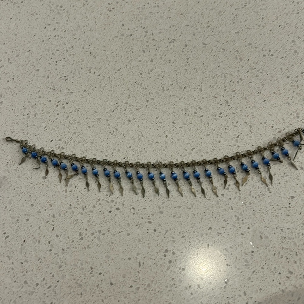 Blue and silver anklet